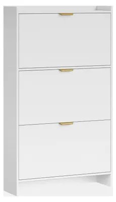 Produktbild von Schuhschrank mit 3 Klappen, Schuhregal, schmaler Schuhkipper, verstellbar, Schuhaufbewahrung für 18-24 Paar, große Kapazität für Eingang, Flur, Garderobe, 24 x 76 x 138 cm, Weiß