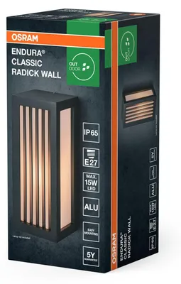 Produktbild von Außenleuchte E27 25 cm hoch eckig Modern Außenlampe
