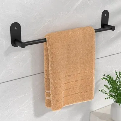 Obrázok produktu pre Čierny držiak na uteráky do kúpeľne, 45 cm, z nehrdzavejúcej ocele, samolepiaci