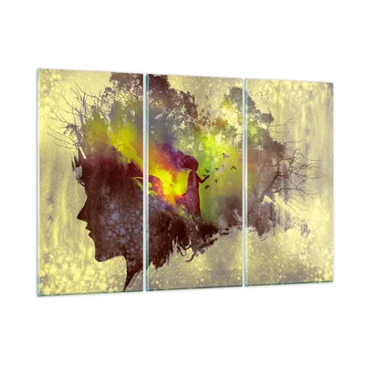 Produktbild von Bilder auf glas - Gesicht Grafik Abbildung Mädchen - 105x70cm - Glasbilder - Wandbilder - Kunstdruck - zum Aufhängen bereit - Wanddekoration aus Glas - Glas Bilder - Wandbild auf Glas - GCE105x70-3195