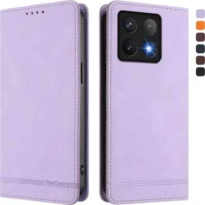Immagine prodotto di Custodia per Xiaomi 14T Pro, retro custodia in Finto cuoio flip con supporto e slot per carte Purple