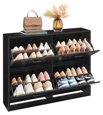 Produktbild von Schuhschrank aus Holz – Schuhaufbewahrung – Schwarz – platzsparend – 24 x 105,5 x 82,7 cm
