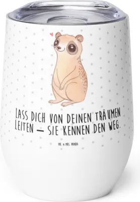 Produktbild von Mr. & Mrs. Panda thermosbecher Plumplori Glücklich - Weiß - Geschenk, Thermobecher, glühwein tasse, Lustige Sprüche, Thermo Becher, Glück, kaffee, Niedlich