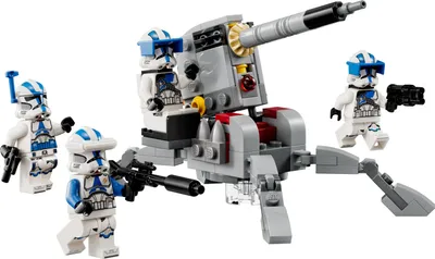 Produktbild von LEGO 75345 Star Wars 501st Clone Troopers Battle Pack Set mit Fahrzeugen und 4 Figuren, baubares Spielzeug mit AV-7 Anti-Fahrzeug-Kanone und federbelastetem Shooter