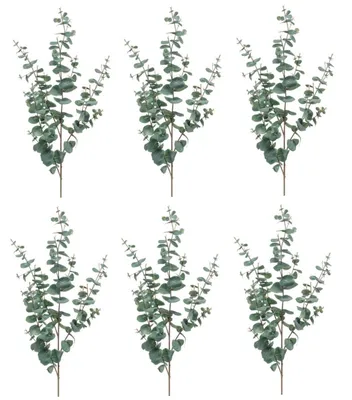 Produktbild von 6er Set künstliche Eucalyptus Blätterzweige H. 115cm grün Emerald Kunstblumen