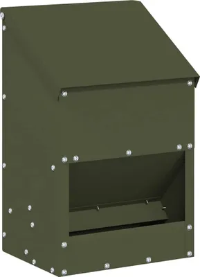 Image de vidaXL Nourrisseur pour poules Olive Vert 21 x 16 x 33 cm Acier laminé à froid