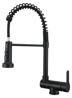 Klappbare Küchenarmatur, schwarz, 360° drehbar, 3 Strahlarten