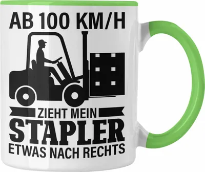 Produktbild von Trendation - Gabelstapler Lagerist Geschenk Tasse Staplerfahrer Spruch Fachlagerist Geschenkidee (Grün)