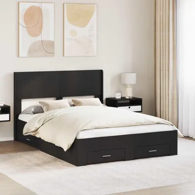 Obrázok produktu pre Maison Exclusive – posteľ s úložným priestorom a čelom, čierna, 135 x 190 cm