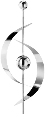 Produktbild von Kobolo Gartenstecker Dekostecker SATURN 145 cm H aus Edelstahl silber | Gartendeko außen mit Erdspieß für Blumenbeet modern Beetstecker Garten Sommer