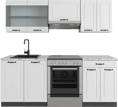 Obrázek produktu pro Kuchyňský kout Vicco R-Line Bílý venkovský dům/antracit 200 cm , PD Mramor, Model 43209