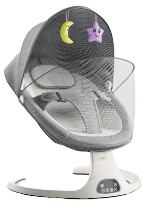 Zdjęcie produktu dla Krzesło bujane dla niemowląt, z automatycznym funkcją kołysania, ergonomiczny design, kolor: szary (M6)