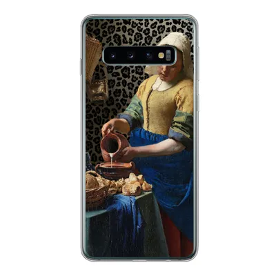 Produktbild von MuchoWow® Handyhülle Schutzhülle Hülle für Samsung Galaxy S10 Milchmädchen - Kunst - Pantherdruck - Vermeer - Gemälde - Alte Meister Silikon Softcase Handy Hülle - Handytasche