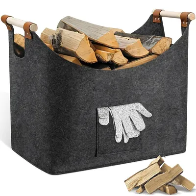 Immagine prodotto di Cesto portabigliotti pieghevole in feltro, color grigio scuro, dimensioni 50x32x40 cm