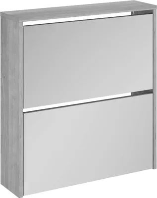 Produktbild von vidaXL Schuhschrank mit Spiegel 2 Fächer Grau Sonoma 63x17x67 cm