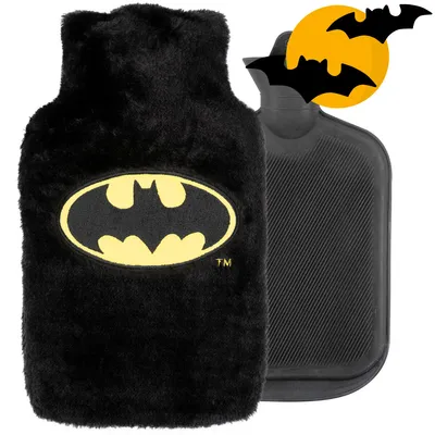 Obrázek produktu pro Láhev na horkou vodu Batman od SOXO s plyšovým obalem - černá - ideální jako dárek - 1,8 l