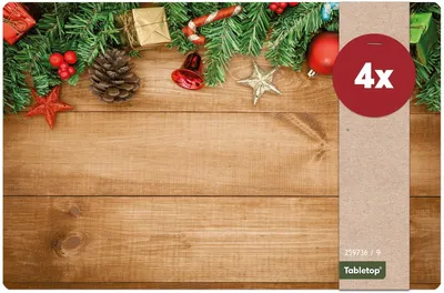 Immagine prodotto di Set di 4 tovagliette lavabili con decorazione natalizia in legno