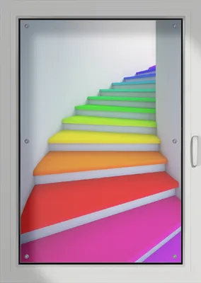 Produktbild von Wallario Lichtschutzbild, Dekorativer Sichtschutz Sonnenschutz 76 x 115 cm mit Motiv: Bunte Treppe - Verdunklung ohne Bohren