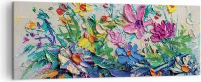 Produktbild von Bild auf Leinwand - Leinwandbild - Einteilig - Blumen die Farben pastos - 140x50cm - Wand Bild - Wanddeko - Wandbilder - Leinwanddruck - Bilder - Wanddekoration - Leinwand bilder - AB140x50-4521