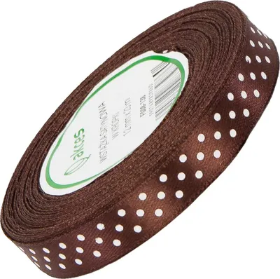 Immagine prodotto di NASTRO DI RASO a pois 12 mm - marrone 138 - 23 m - nastro decorativo