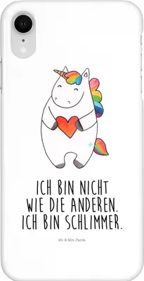 Produktbild von Mr. & Mrs. Panda Iphone XR Handyhülle Einhorn Herz - Weiß - Geschenk, Lustig, Einhörner, Handy Case, Bunt, Unicorn, Premium Kunststoff, Witzig