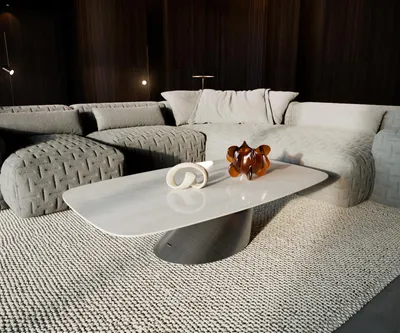 Produktbild von DELIFE Couchtisch Edge Boot 135x80 cm Keramik Onyx Champagne Conis Metallic Silber