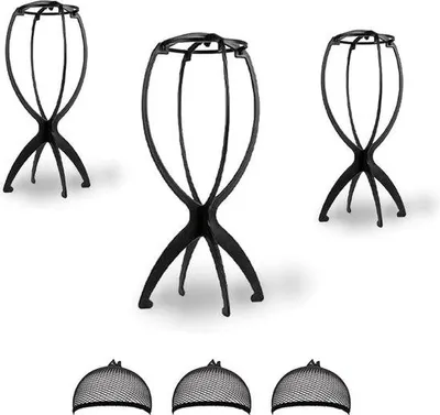 Immagine prodotto di Set di 3 cassetti pieghevoli per parrucche, cappelli e sciarpe - Nero