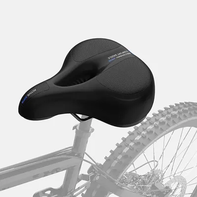 Produktbild von DTC GmbH Fahrradsattel für Herren & Damen, bequem mit doppelter Stoßdämpfung und Memory-Schaum, Reflektorstreifen, verschleißfest, wasserdicht, rutschfest, Luftstrom-Design, Universal Fit für Mountainbike, BMX, Rennrad, EMTB, Dirt Bike, inkl. Regenschutz