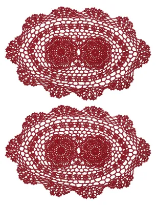2 handgehäkelte Platzsets 40,6 x 25,4 cm, rot