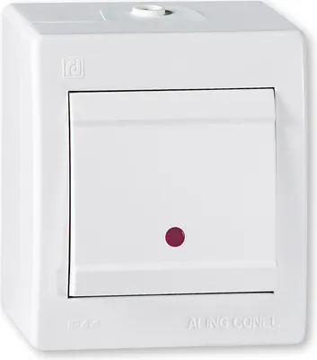 Produktbild von Kreuzschalter mit Glimmlampe IP 44 Weiß
