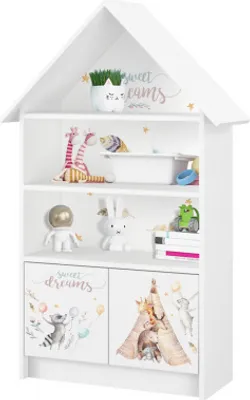 Image de Bibliothèque pour enfants, étagère sur pied, étagère en forme de maison, étagère pour enfants, étagère de rangement pour enfants, étagère pour chambre d'enfant, rangement pour jouets, étagère à jouets