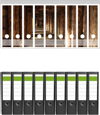 Produktbild von Wallario 9 Stück breite Ordner inkl. Klebeetiketten mit Motive Alter Tunnel in einer Salzmine in Polen -  Set mit Rückenschildern / Ordnerrücken Stickern