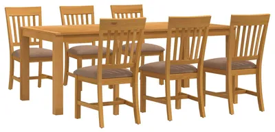 Image de Ensemble de salle à manger vidaXL, 7 pièces, gris, bois massif chêne