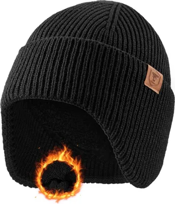 Produktbild von INF Strickmütze: Warme, winddichte Ohrenklappenmütze für Outdoor Aktivitäten Schwarz