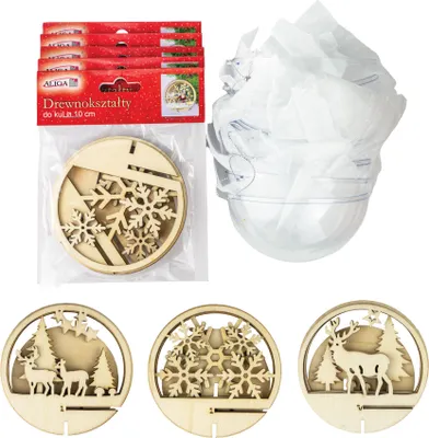 Zdjęcie produktu dla zestaw kul akrylowych z drewnokształtami 5szt. 12cm |  AZD-12