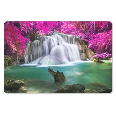 Produktbild von MuchoWow® Schreibtischunterlage Wasserfall - Rosa - Bäume 60x40 cm - XXL Mauspad - Großes Mauspad
