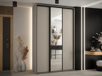 Obrázok produktu pre Vysoká šatníková skriňa 150 cm HERONA - kašmír / čierna