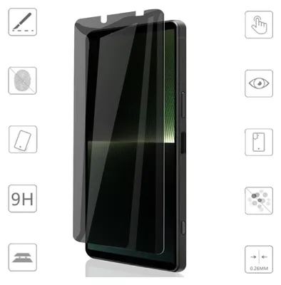 Image de Pour Sony Xperia 1 VII : 2 protections en verre trempé transparent 2.5D de 0,26 mm « Privacy H9 »