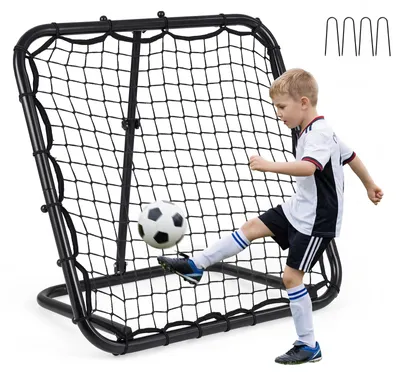 Produktbild von COSTWAY Fußball Rebounder Klappbar, Rückprallwand mit 4 verstellbarem Winkel, Metallrahmen & Erdspieße, Rebound Netz für Fußball, Kickback Tor
