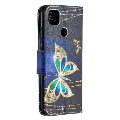 A close-up, studio shot of a phone case with a butterfly design.