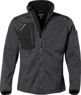 Produktbild von Qualitex Strick-Fleecejacke - wärmende (melange) Strickfleece-Übergangsjacke - Softshell & Cordura - in Farbe: schwarz/meliert - Herren: 3XL - Damen: 56