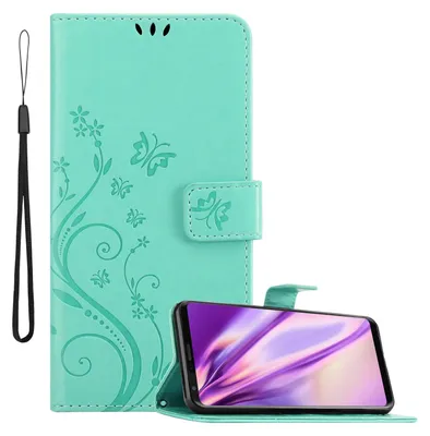 Obrázek produktu pro Cadorabo pouzdro pro LG V30 / V30+ / V30S / V30S+ Ochranný kryt v tyrkysové barvě Ochranné pouzdro Pouzdro na mobilní telefon Květiny Flower