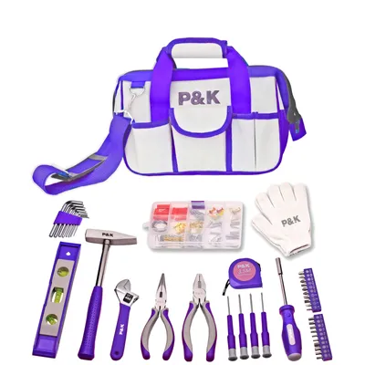 Produktbild von P & K 141 teiliges Werkzeugset in Lila mit praktischer Tasche