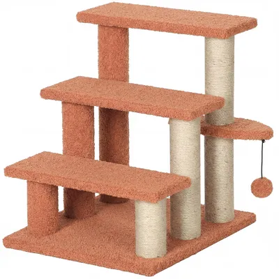 Produktbild von Kratzbaum, Haustiertreppe, 3 Stufen, Spielball, bis 5 kg, 45x40x48cm, Braun