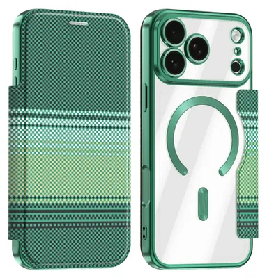 Imagen del producto de Funda para teléfono móvil MagSafe, compatible con Apple iPhone 18 Pro, con protección RFID, protección para la cámara y diseño en color verde