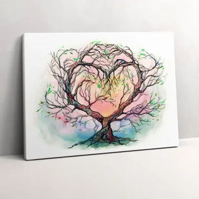 Produktbild von Herzbaum als Symbol der Liebe – Leinwandbild Wandbild – 80x60 cm – Leinwandbilder – Wandbilder – Schlafzimmer – Flur