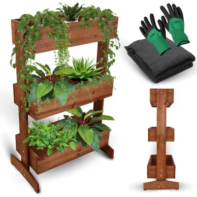 Produktbild von Hochbeet mit 3 Ebenen inkl. Gartenvlies & Handschuhe