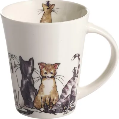 Produktbild von Nääsgränsgården Katzen Tasse  0,35 l weiß, mehrfarbig