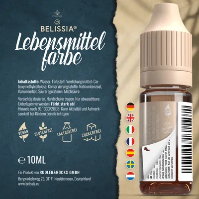 Produktbild von Belissia Lebensmittelfarbe Lila - 10ml flüssig & hochkonzentriert - Lebensmittelechte Speisefarbe zum Backen, Kochen, Fondant & DIY - vegan