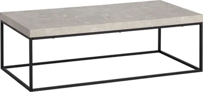 Obrázok produktu pre WOHNLING Konferenčný stolík 120x60x38 cm Pieskovo-béžový stolík v štýle kameňa Moderný obývačkový stolík Obdĺžnikový stolík do obývačky Béžový konferenčný stolík Kovové nohy Veľký